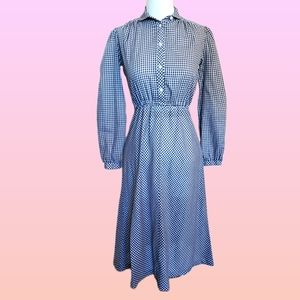 1980s does 1940s IGLWU blue and white gingham dress